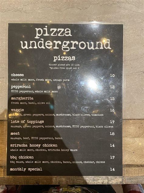 Underground menu - Types of Restaurants Found Underground. One of the most popular types of underground restaurants in Boston is the speakeasy. Speakeasies were popular during Prohibition and served as secret bars that served alcohol illegally. Today, many speakeasies have been rebranded as cocktail bars or lounges that serve high-end cocktails and craft beers.